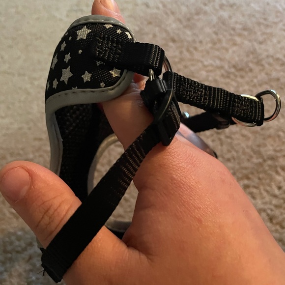 Star Patterned Silver Black Cat / Dog Harness - Picture 3 of 4